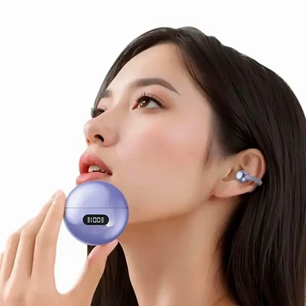 Бездротові Bluetooth навушники з активним шумозаглушенням 5 годин роботи мікрофон M79 фіолетові - зображення 6