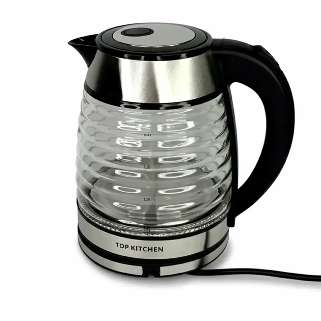 Електричний чайник 2 л 2400 Вт з підсвічуванням скло рифлене Top Kitchen TK 00239 - зображення 3