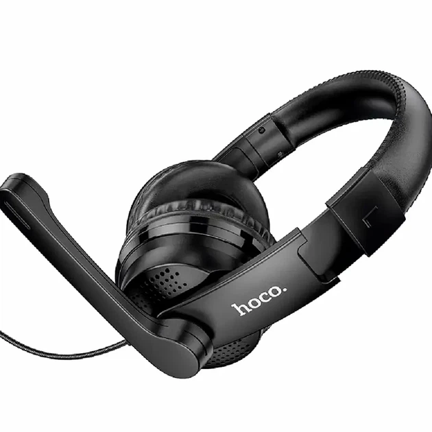Ігрова гарнітура накладні навушники з мікрофоном та стереозвуком HOCO W103 чорні довжина кабелю 2.4 м - зображення 3