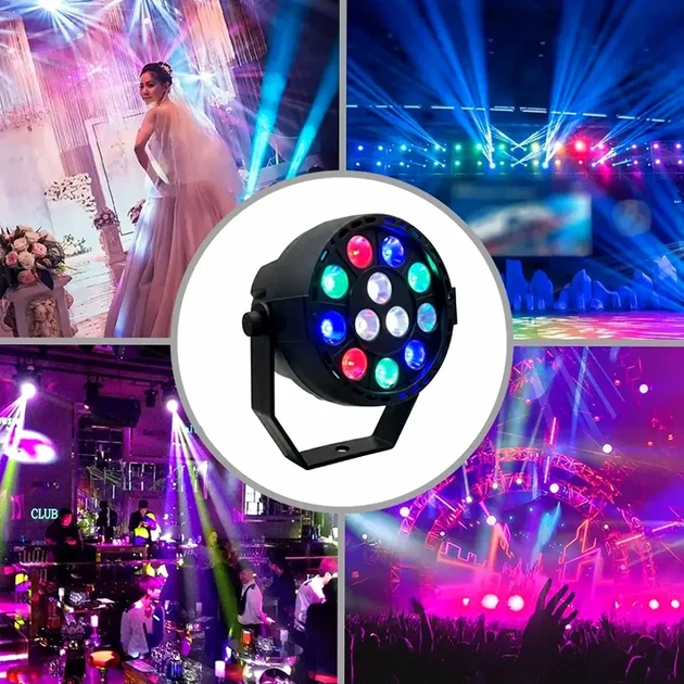 Светодиодный LED прожектор RGB 12LEDх1W 240V для сценического освещения черный - изображение 2