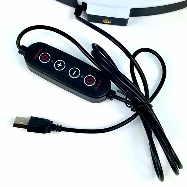 Кільцева LED лампа 26 см RGB з ДУ пультом живлення від USB для блогерів та візажистів LJJ-26 - Фото 7 Кільцева LED лампа 26 см RGB з ДУ пультом живлення від USB для блогерів та візажистів LJJ-26 - зображення 7