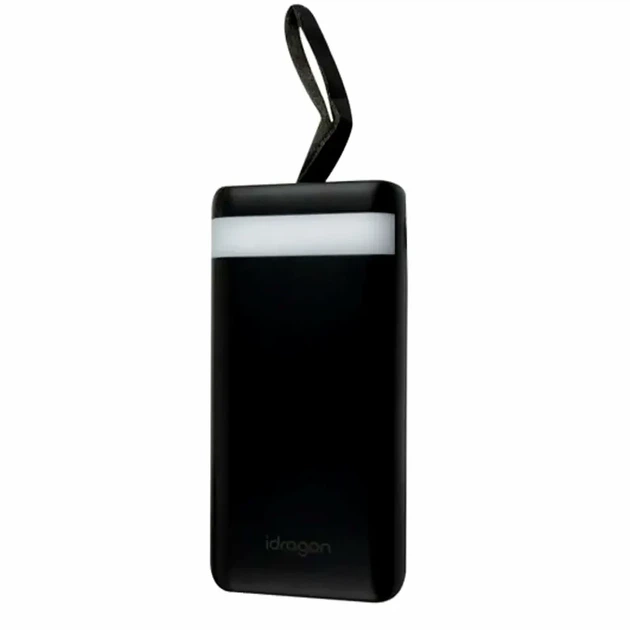 Повербанк 20000mAh із ліхтариком USB Type-C micro USB чорний iDragon KP-20 - Фото 5 Повербанк 20000mAh із ліхтариком USB Type-C micro USB чорний iDragon KP-20 - зображення 5