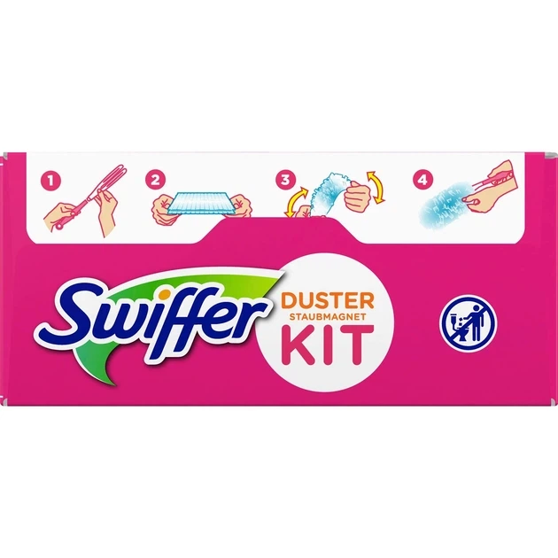 Щітка-магніт з 3 запасками від пилу для сухого прибирання Swiffer Duster Staubmagnet Kit Pink Limited Edition - зображення 6