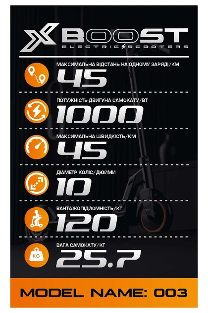 ROZETKA | Електросамокат X-BOOST-003 48V 20AH 1000W, Електричний