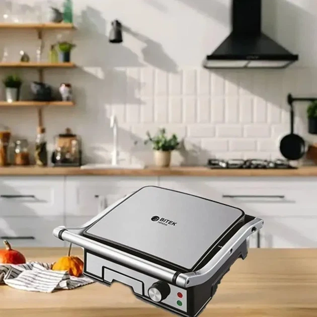 Электрический контактный гриль 3000Вт, BBQ BITEK BT-2687 / Прижимной электрогриль с регулировкой температуры - Фото 6 Электрический контактный гриль 3000Вт, BBQ BITEK BT-2687 / Прижимной электрогриль с регулировкой температуры - изображение 6