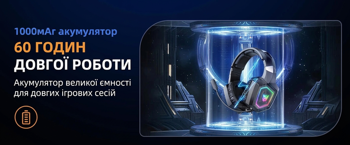 Ігрова бездротова гарнітура Onikuma GT-806 чорна — Повне занурення у гру. - Фото 2 Ігрова бездротова гарнітура Onikuma GT-806 чорна — Повне занурення у гру. - зображення 2