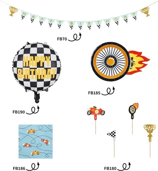 Zestaw dekoracji PartyDeco Party Autka Mix (5904555064614) - obraz 8