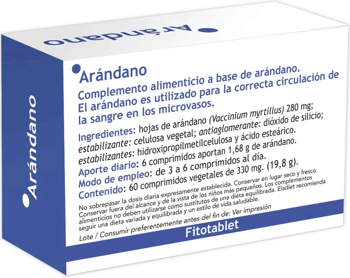 Suplement diety Eladiet Arandano Fitotablet 60 tabletek (8420101010913) - obraz 2