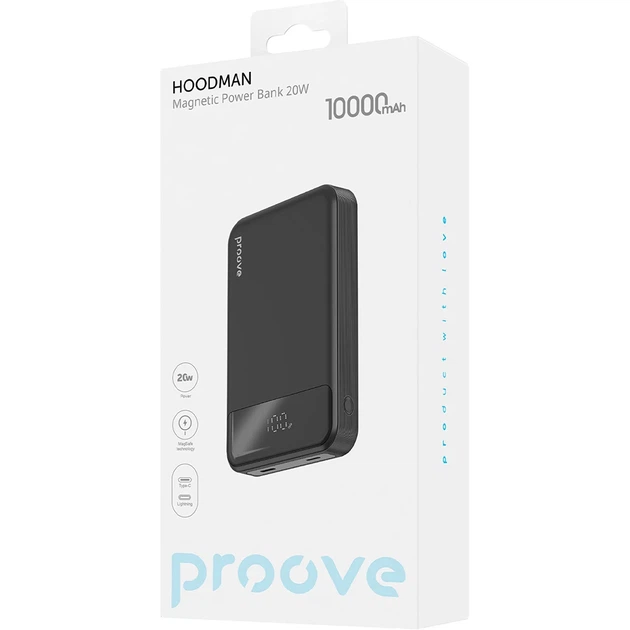 Зовнішній аккумулятор Proove 10000mAh Hoodman Magnetic 20W Black (PBH120010001) - зображення 7