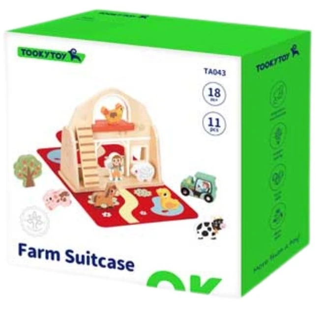 Дерев'яна складана ферма Tooky Toy у валізі з тваринами (TP518) (6976831553586) - зображення 4
