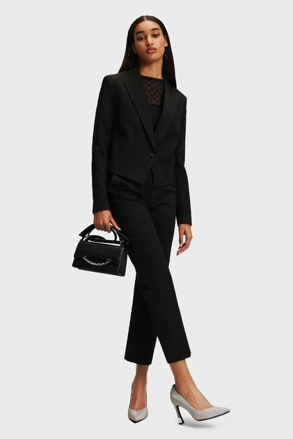 Жіночий чорний жакет із візерунком MONOGRAM Karl Lagerfeld 42 246W1407 - зображення 2