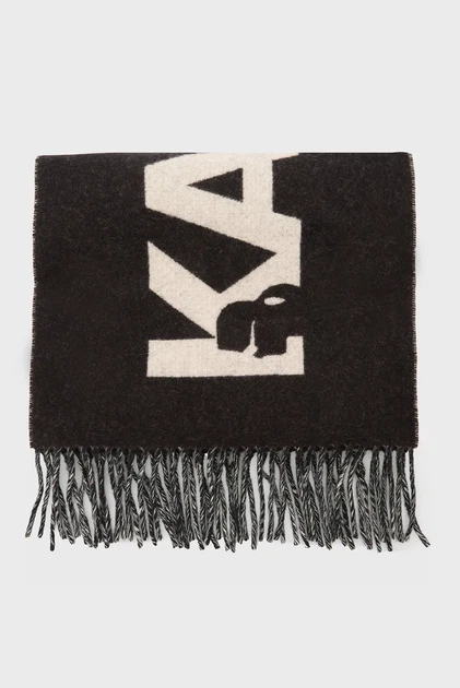 Жіночий чорний вовняний шарф K ESSENTIAL JKRD WOVEN SCARF Karl Lagerfeld OS 246W3309 - изображение 3