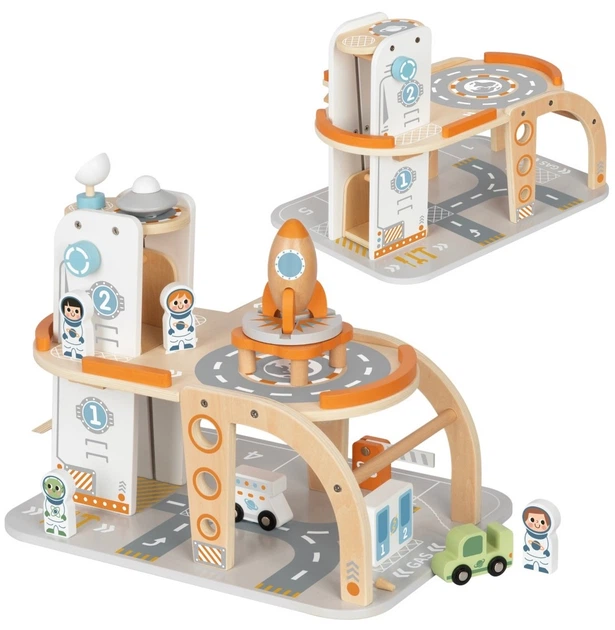 Zestaw drewniany Tooky Toy Kosmiczny Parking (TJ903) (6976831550882) - obraz 4