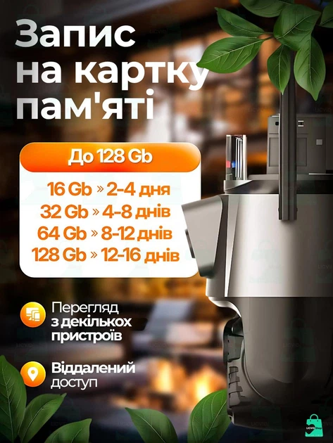 Интеллектуальная IP WI-fi камера HD, ANDER ONE, 2 объектива, для наружного и внутреннего видеонаблюдения поворотнаяi с микрофоном, ночной съёмкой, датчиком движения, в черно-сером дизайне (2197046587) - изображение 6