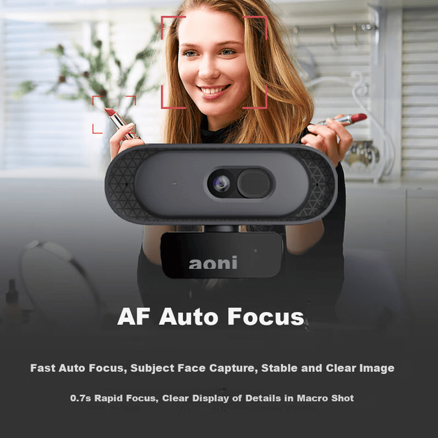 Веб-камера Aoni A50 2K Quad HD з автофокусом та мікрофоном Black - Фото 6 Веб-камера Aoni A50 2K Quad HD з автофокусом та мікрофоном Black - зображення 6