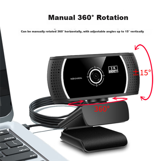 Веб-камера Gesobyte C506 2K Ultra HD с автофокусом и широкоугольным объективом - изображение 5