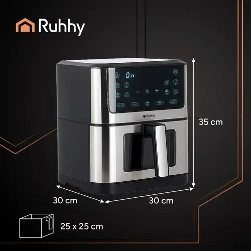 Аэрофритюрница без масла RUHHY 25512 XXL 8 л — Air Fryer, 10 программ, сенсорное управление, антипригарная чаша - изображение 3