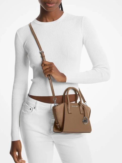 Сумка Michael Kors Avril Extra-Small Leather and Suede Satchel 35F4S4VC0L driftwood бежева із замшею - зображення 3