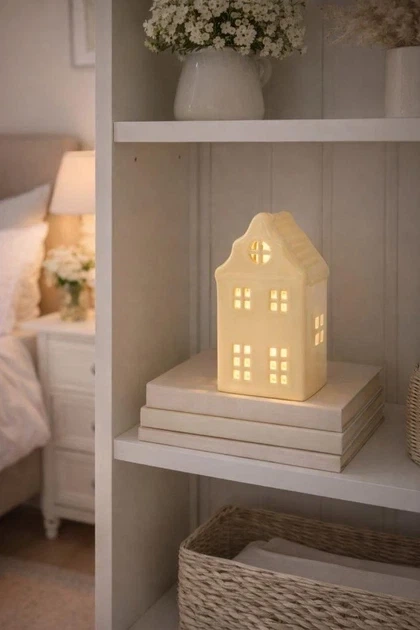 Світильник декоративний керамічний Будиночок Home Accents 15 см Жовтий - зображення 4