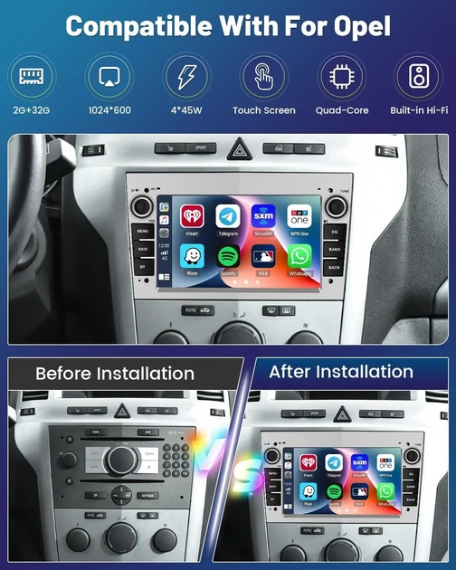 Штатна автомагнітола Hikity для Opel Corsa Astra Meriva Vivaro Combo Antara / 7" / Сенсорна / 2/32Гб / Android 13 / Apple CarPlay / Android Auto / Bluetooth / WI-FI / GPS / USB b5 - Б/В - зображення 8