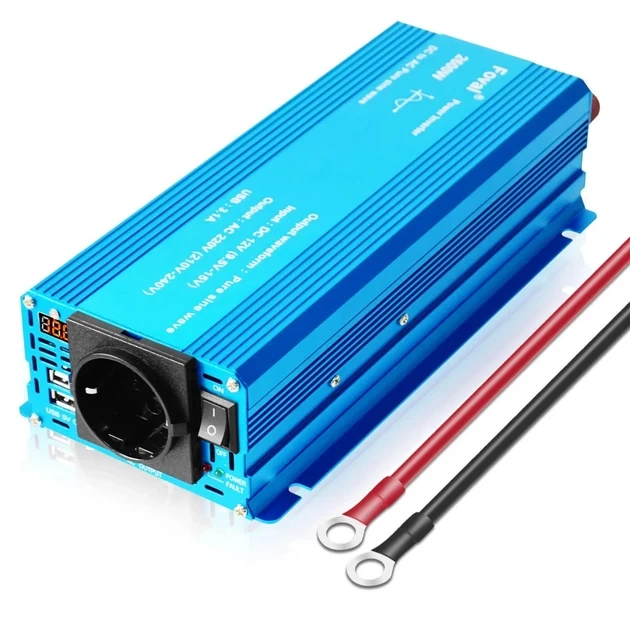 Інвертор Foval 2600W 12-220V чистий синус, перетворювач напруги з 12В у 220В - зображення 4