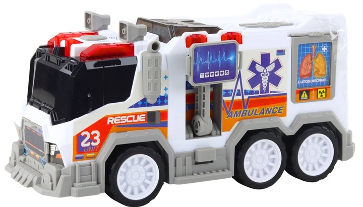 Zabawka LEAN Toys Karetka ambulans na baterie ze światłami i dźwiękami Biała 27886 (5905991083092) - obraz 2