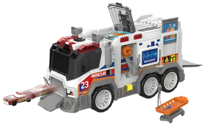 Zabawka LEAN Toys Karetka ambulans na baterie ze światłami i dźwiękami Biała 27886 (5905991083092) - obraz 3