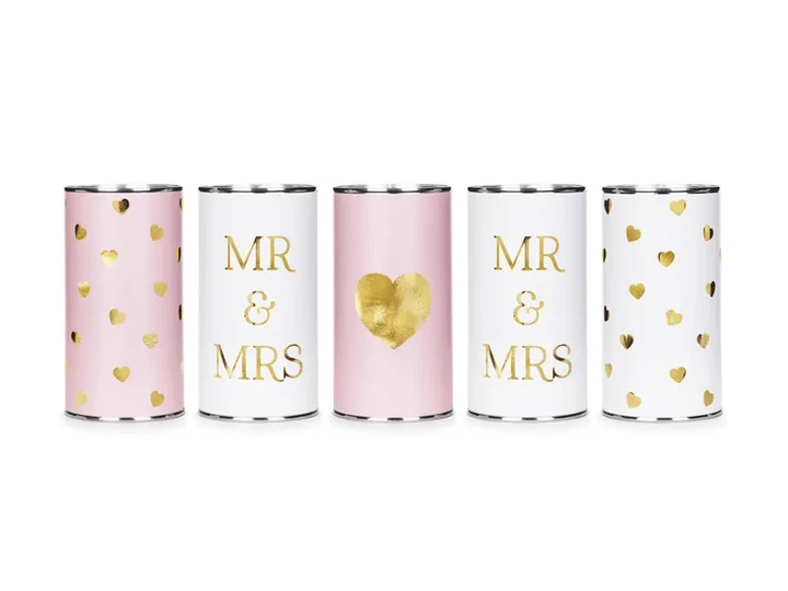Весільні бляшанки PartyDeco Mr. Mrs. 14 x 7 см 5 шт. PWS4 (5904555045972) - зображення 2