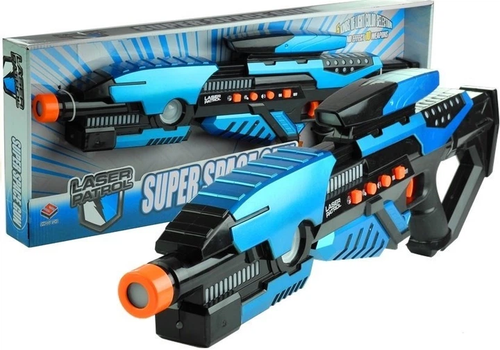 Kosmiczny pistolet zabawkowy LEAN Toys LED dźwięk 5 kolorów Czarny-turkusowy 549022 (5905323219496) - obraz 6
