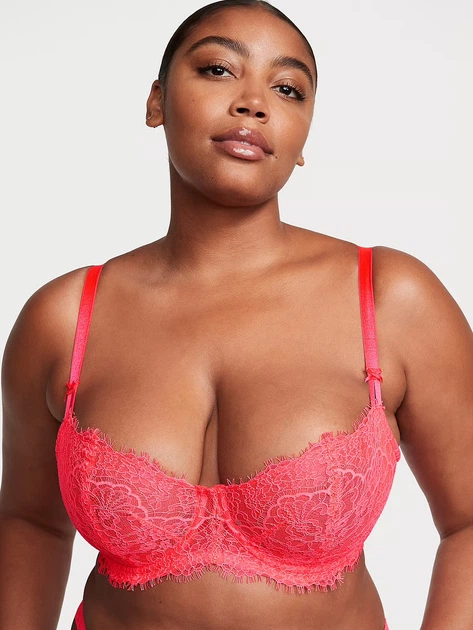 Комплект Wicked Unlined Lace Balconette Bra Кораловий 36D-M - Фото 6 Комплект Wicked Unlined Lace Balconette Bra Кораловий 36D-M - зображення 6