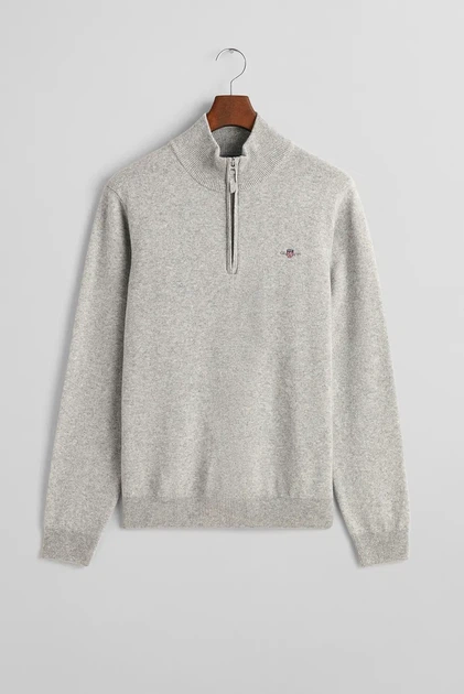 Чоловіча сіра вовняна кофта SUPERFINE LAMBSWOOL HALF ZIP Gant L 87213 - Фото 6 Чоловіча сіра вовняна кофта SUPERFINE LAMBSWOOL HALF ZIP Gant L 87213 - изображение 6