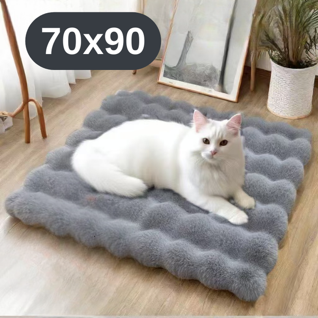 Мягкий лежак для кошек и собак 70×90 см — пушистый коврик под норку, тёплый,серый KT8001304 - Фото 1 Мягкий лежак для кошек и собак 70×90 см — пушистый коврик под норку, тёплый,серый KT8001304 - изображение 1