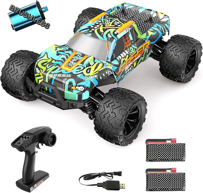 Монстр-трак RC машина GoolRC 1:14 бесщеточная 4WD, 40 км/ч, 2.4GHz, внедорожный монстр-трак на пульте - изображение 4