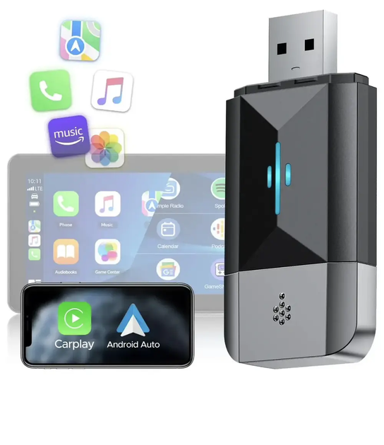 Беспроводной адаптер CarPlay и Android Auto LAMTTO RC22: Wi-Fi 5.8GHz, Plug & Play, Автоподключение, для 99% авто (Black) - изображение 2
