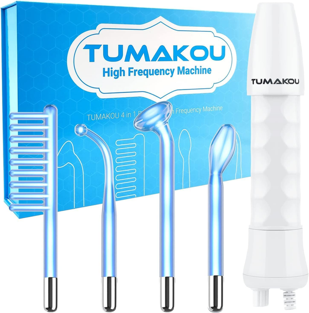 Дарсонваль TUMAKOU Blue HF: Профессиональный аппарат для лица и волос - Массажер высокой частоты с 4 насадками (F10) - изображение 2