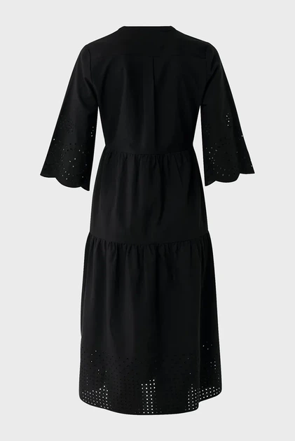 Жіноча чорна сукня Linen eyehole embroidery dress Mexx 36 MF006302251W - Фото 5 Жіноча чорна сукня Linen eyehole embroidery dress Mexx 36 MF006302251W - изображение 5