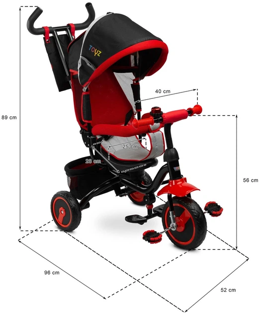 Rowerek trójkołowy Toyz Timmy z obracanym siedziskiem Czerwony (5902021525843) - obraz 7