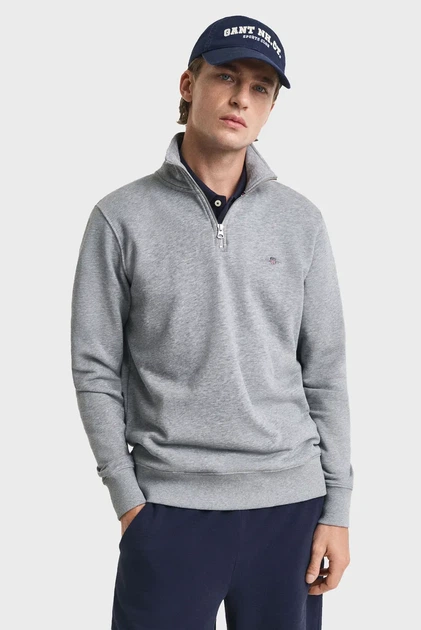 Чоловіча сіра спортивна кофта REG SHIELD HALF ZIP Gant XL 2008005 - Фото 1 Чоловіча сіра спортивна кофта REG SHIELD HALF ZIP Gant XL 2008005 - изображение 1