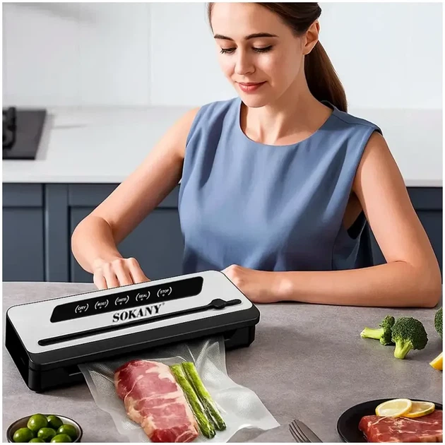 Вакуумный упаковщик 200Вт 40,5х11х20 см для продуктов SK-13076 из нержавеющей стали - изображение 9
