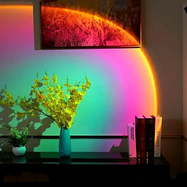 Проекционная лампа гибкая 5 Вт USB RGB черная для создания атмосферы заката модель Sunset - изображение 7