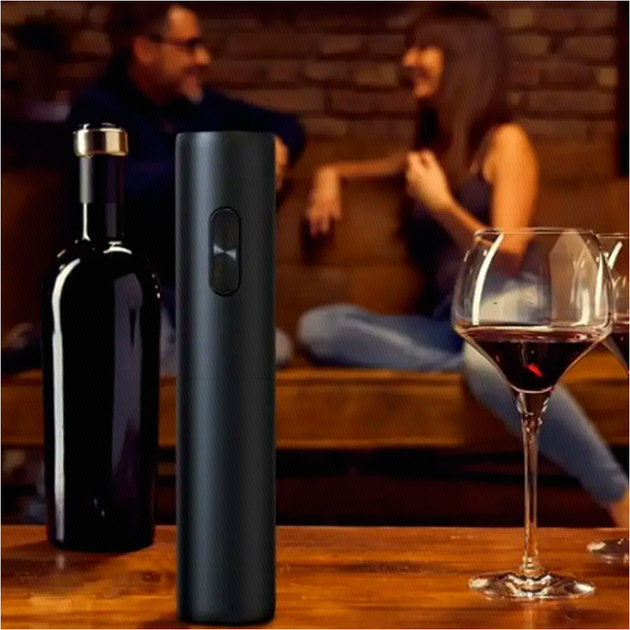 Електроштопор винний чорний нержавіюча сталь 23 см для швидкого відкриття пляшок - Фото 6 Електроштопор винний чорний нержавіюча сталь 23 см для швидкого відкриття пляшок - зображення 6