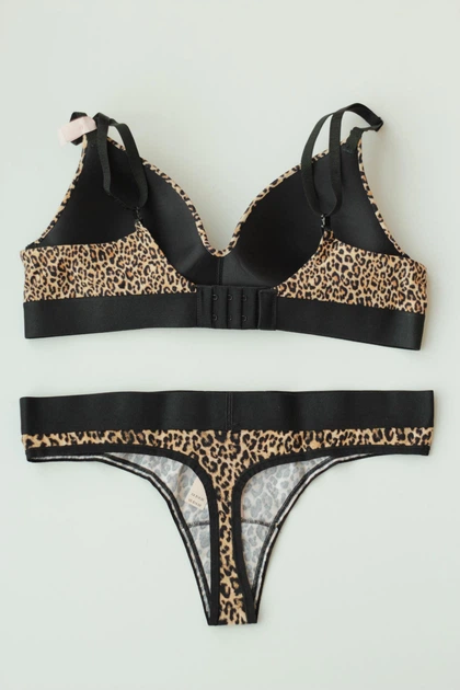 Комплект белья Victoria's Secret Cotton Lightly Lined Wireless Bra Shine Patch Leopard Set 34C-XS - Фото 3 Комплект белья Victoria's Secret Cotton Lightly Lined Wireless Bra Shine Patch Leopard Set 34C-XS - изображение 3
