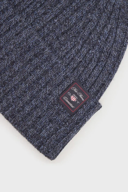 Чоловіча синя вовняна шапка WOOL BLEND MOULINE BEANIE Gant OS 9910045 - изображение 4