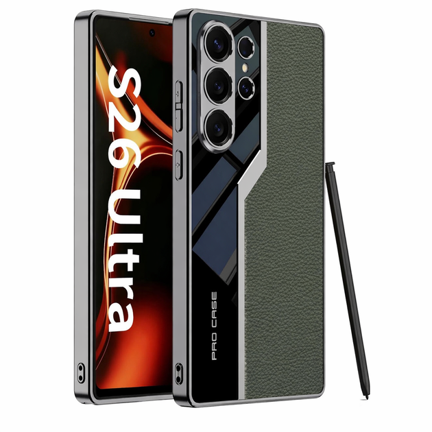 Чохол для Samsung Galaxy S26 Ultra із захистом камери екокожу зелений колір (101224) - Фото 1 Чохол для Samsung Galaxy S26 Ultra із захистом камери екокожу зелений колір (101224) - зображення 1