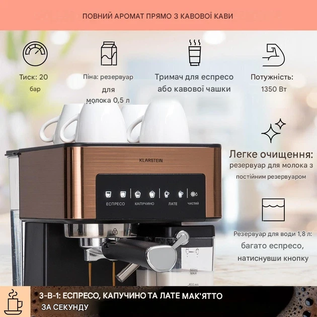 Кофеварка Klarstein Arabica Comfort (10041524) - изображение 3