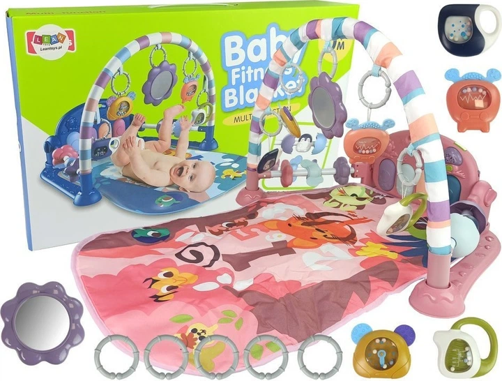 Mata dla niemowląt LEAN Toys z pianinkiem Różowa 8490 (5903802458794) - obraz 5