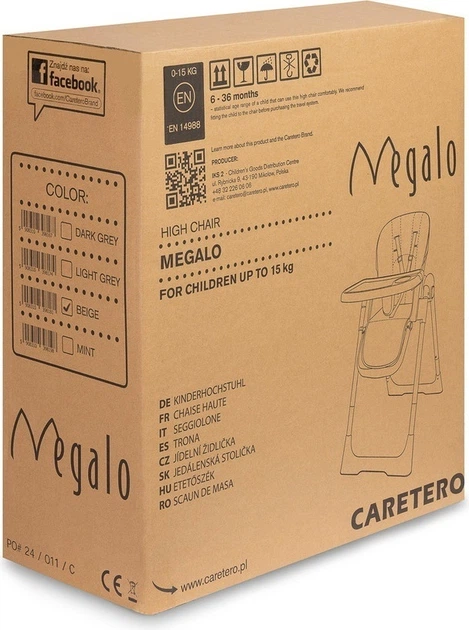 Стільчик для годування Caretero Megalo Рожевий (5903076322883) - зображення 14