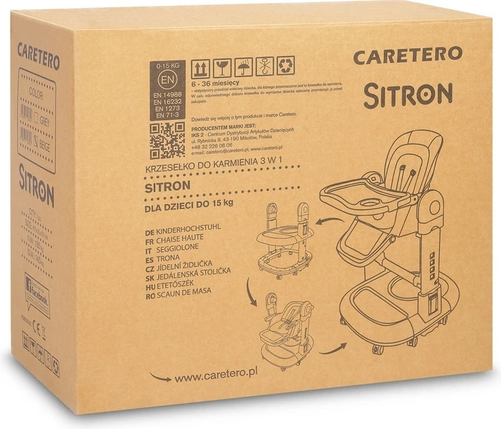Стільчик для годування Caretero Sitron 3 в 1 Бежевий (5903076323323) - зображення 20