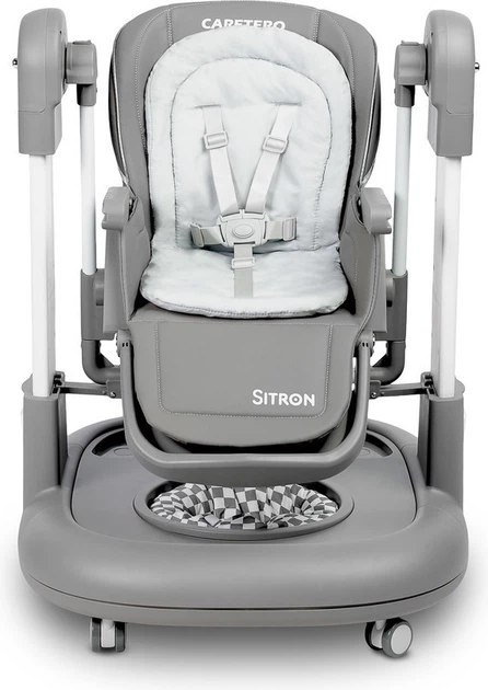 Стільчик для годування Caretero Sitron 3 в 1 з функцією гойдалки та ходунків Сірий (5903076323316) - зображення 8