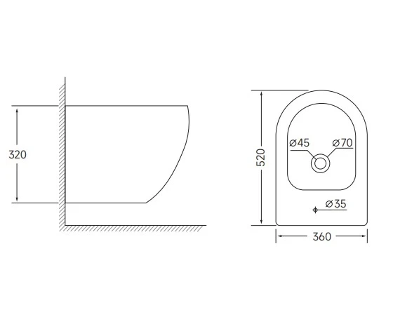Біде підвісне Mixxus ELLIPSE-0502 520x360x320mm (MI6714) (00150328) - изображение 3